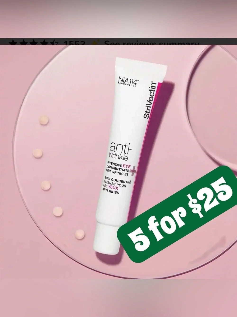 5 ITEMS FOR $25 • StriVectin anti-wrinkle intensive eye concentrate + 7mL